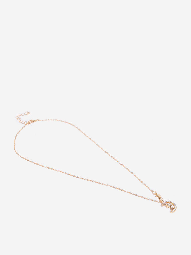 Westside Accessories Gold Star & Moon Pendant Necklace