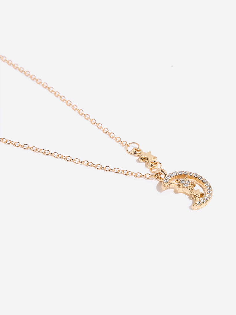 Westside Accessories Gold Star & Moon Pendant Necklace