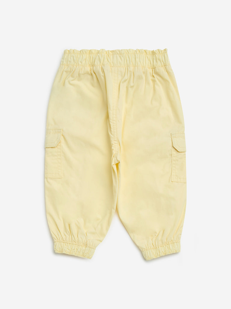 HOP Baby Yellow High-Rise Cotton Joggers