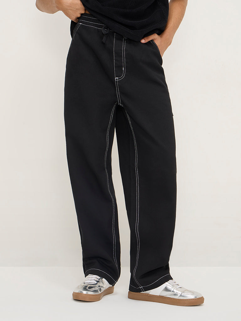 Nuon Black Relaxed-Fit Mid-Rise Jeans