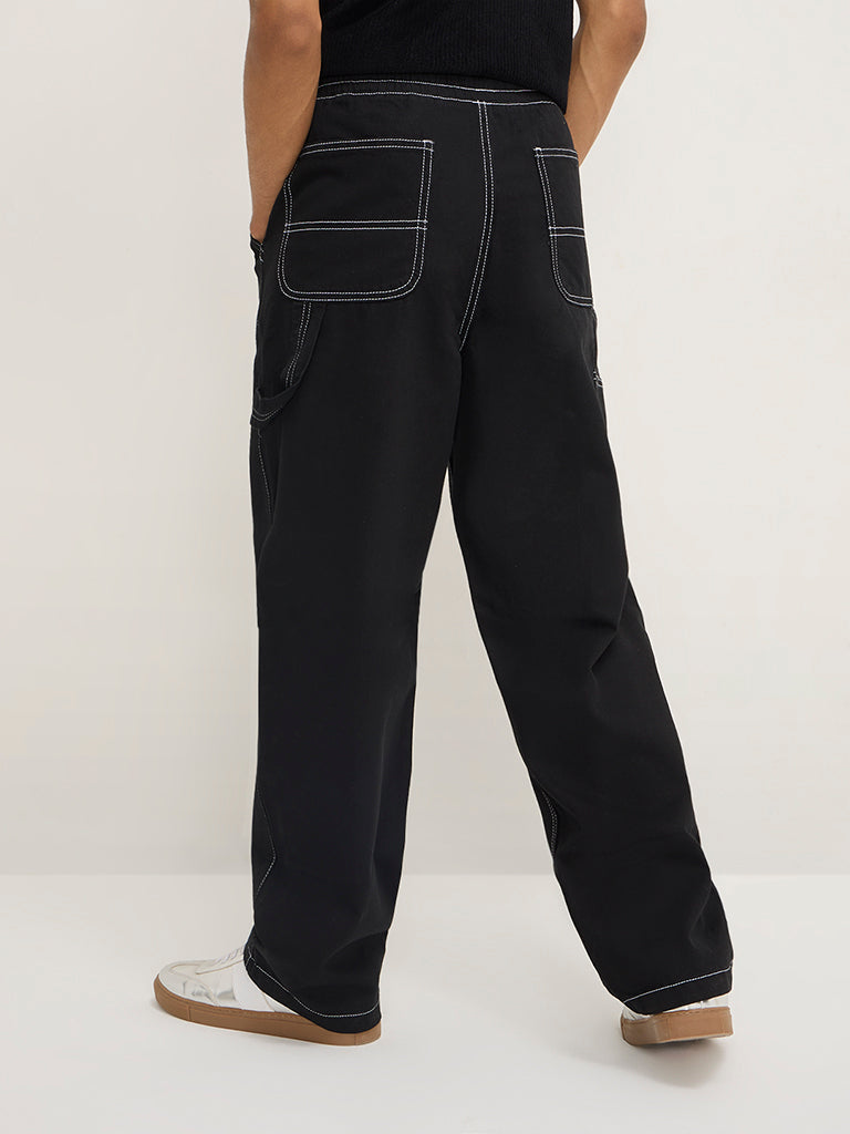 Nuon Black Relaxed-Fit Mid-Rise Jeans