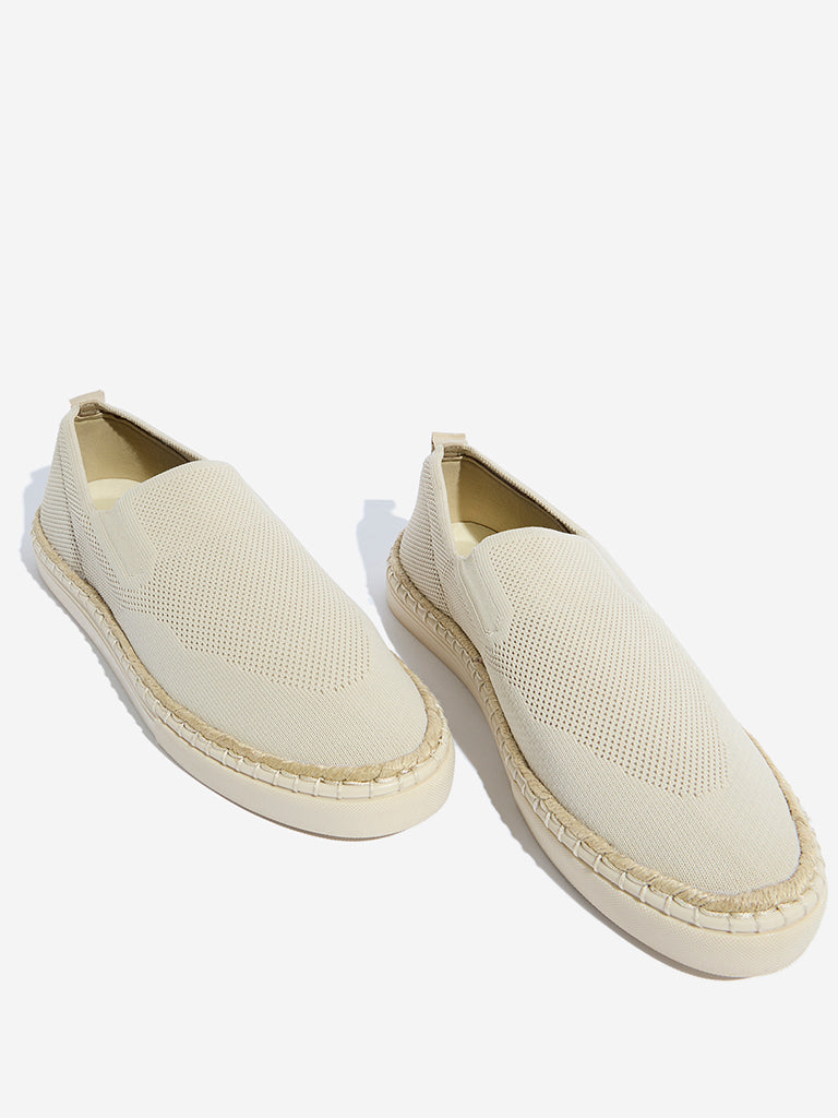 Westside SOLEPLAY Men's Dusty Beige Knit-Textured Slip-On Shoes for Casual Wear Zoomed View