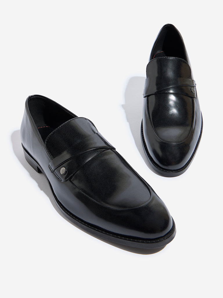 Westside SOLEPLAY Men's Black Penny Loafers for Work Wear Zoomed View