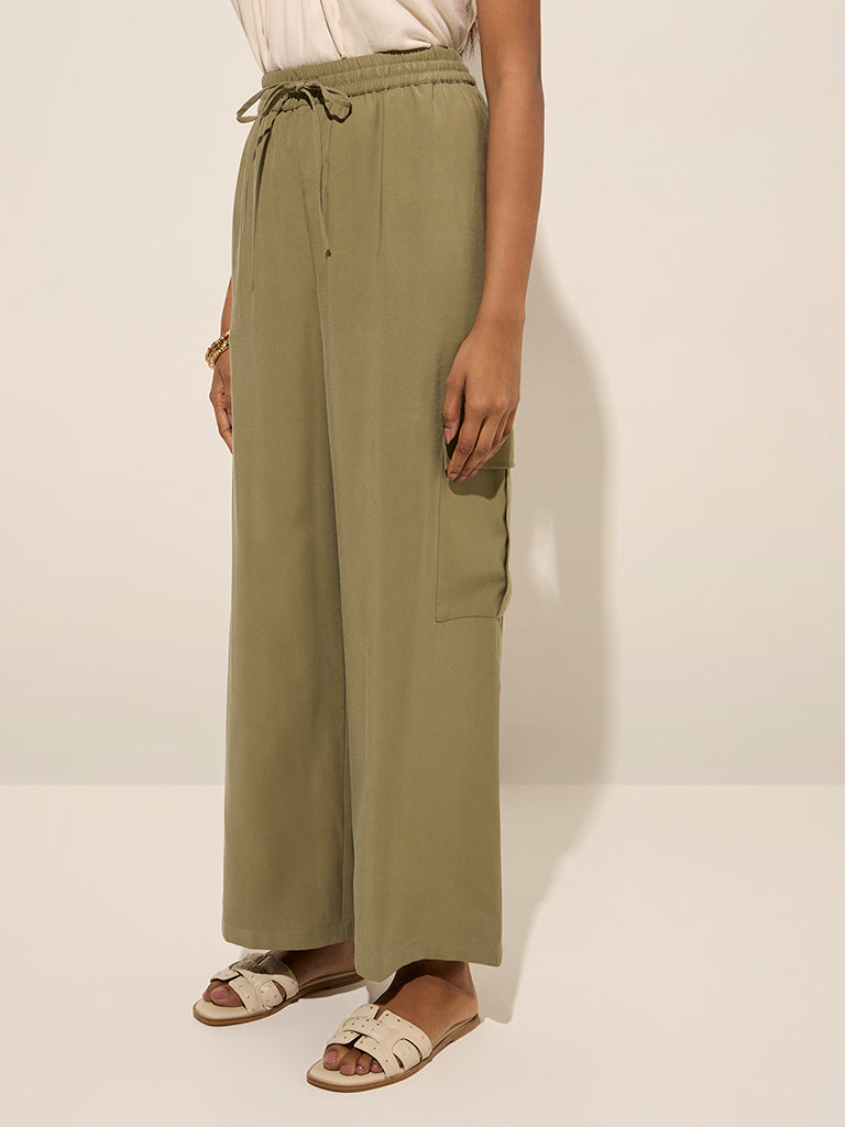 LOV Olive High-Rise Cargo Pants