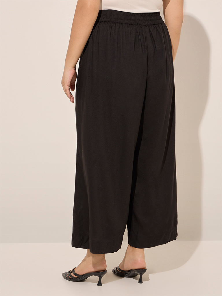 Diza Black Solid Palazzos