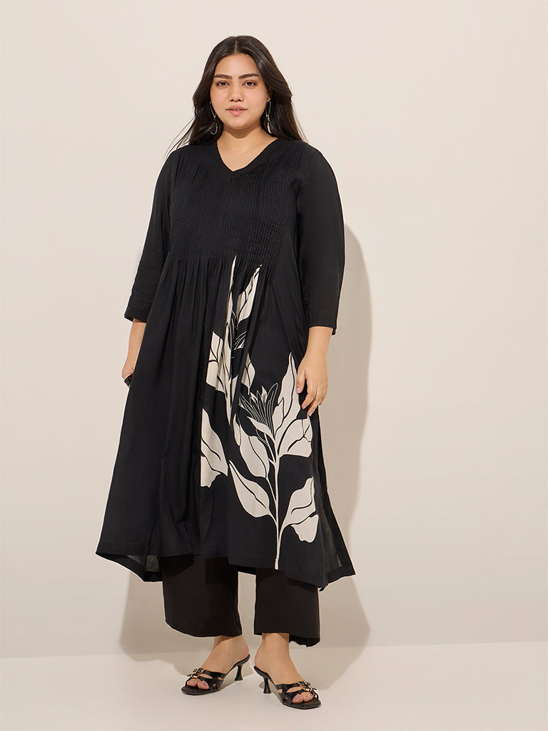 Diza Black Solid Palazzos