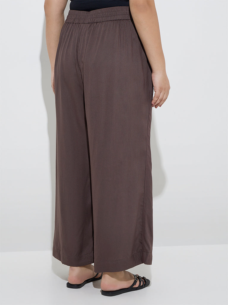 Diza Dark Brown Solid Palazzos