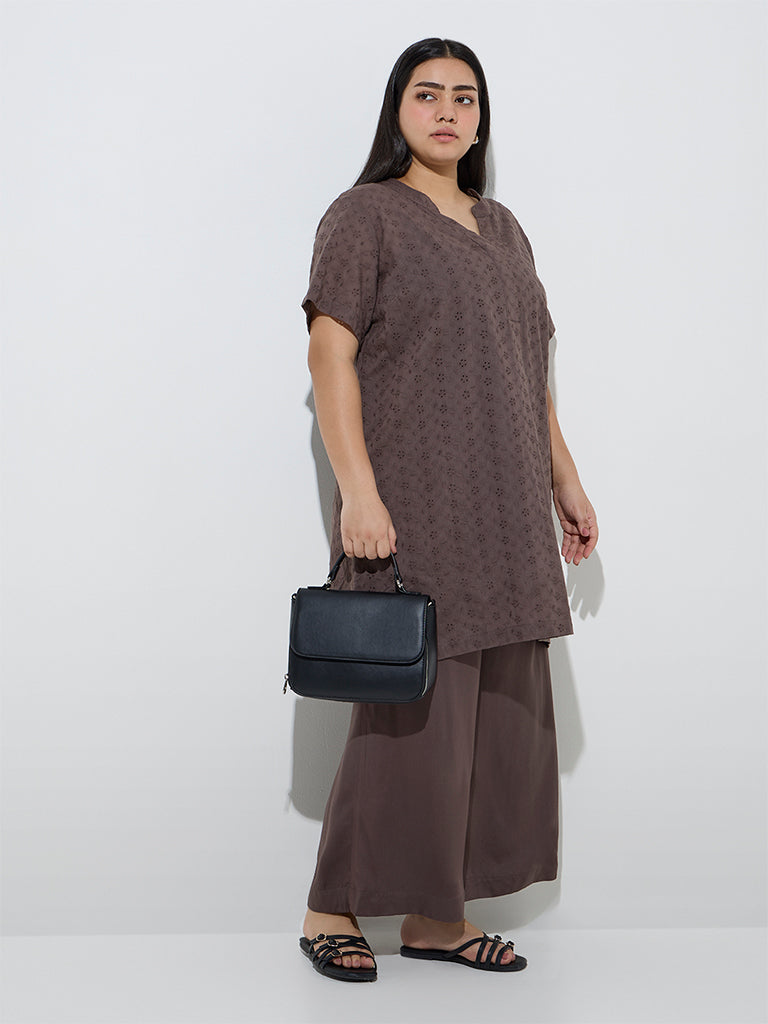 Diza Dark Brown Solid Palazzos