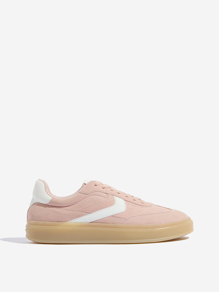 Westside LUNA BLU Women's Blush Pink Lace-Up Sneakers Side View
