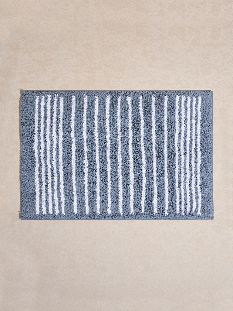 Westside Home Grey Stripe Printed Bath Mat