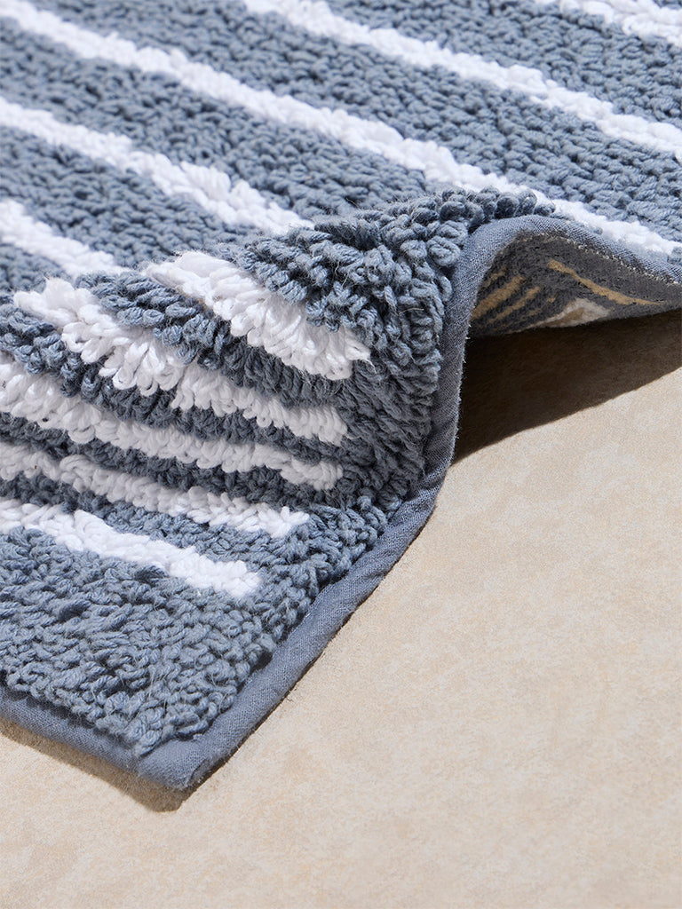 Westside Home Grey Stripe Printed Bath Mat