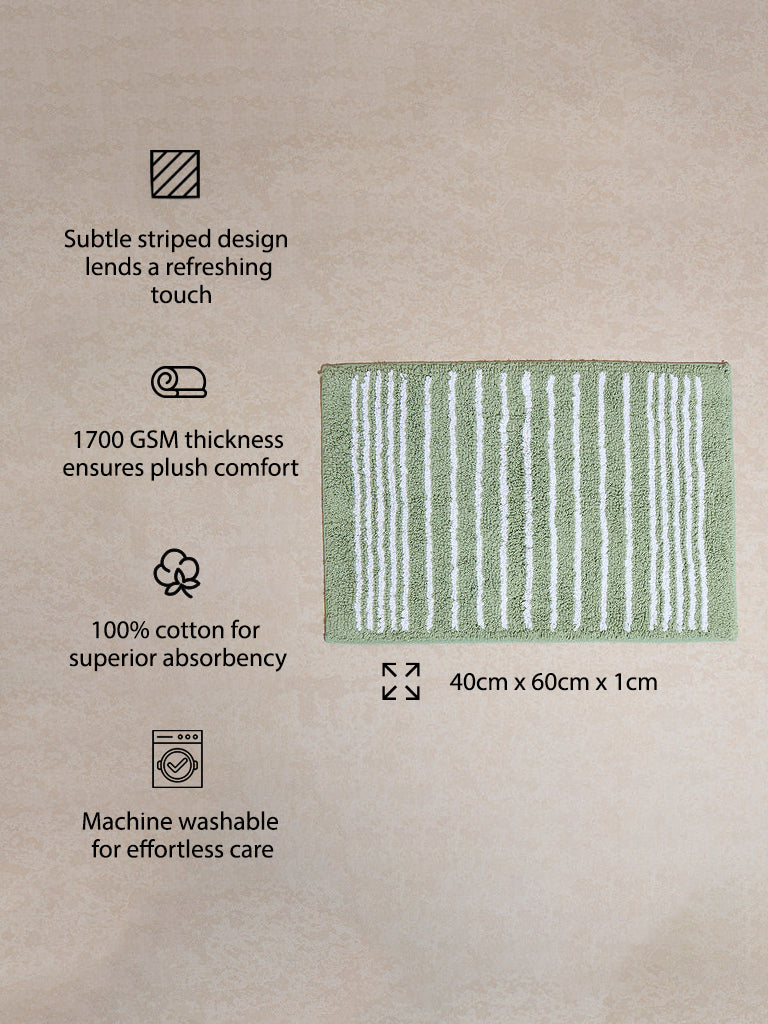 Westside Home Green Striped Bathmat