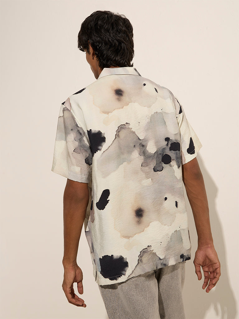 Nuon Off-White Abstract Printed Relaxed-Fit Shirt