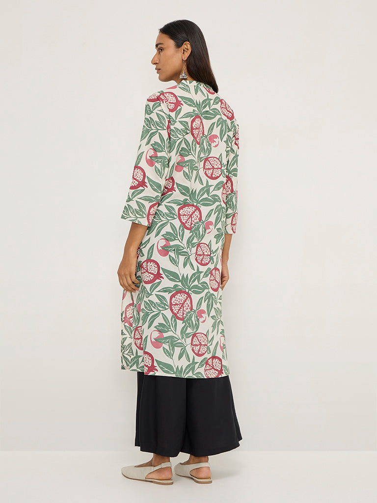 Utsa Green Botanical Design Straight Kurta