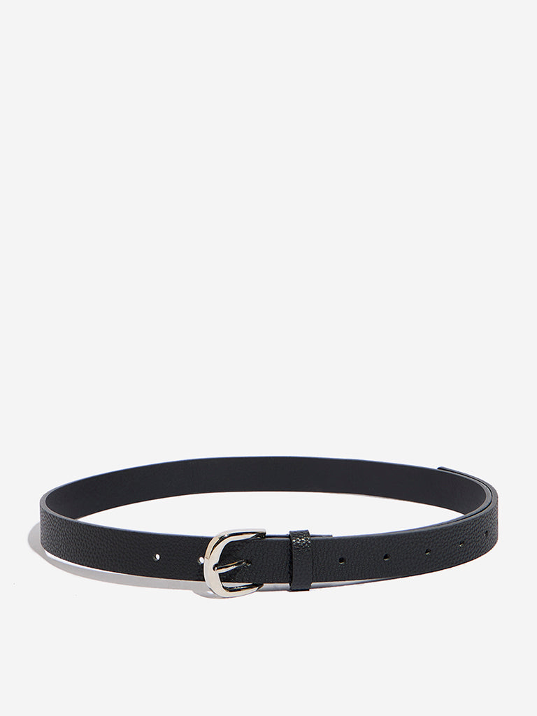Westside Accessories Black Faux Leather U-Buckle Belt (Small)