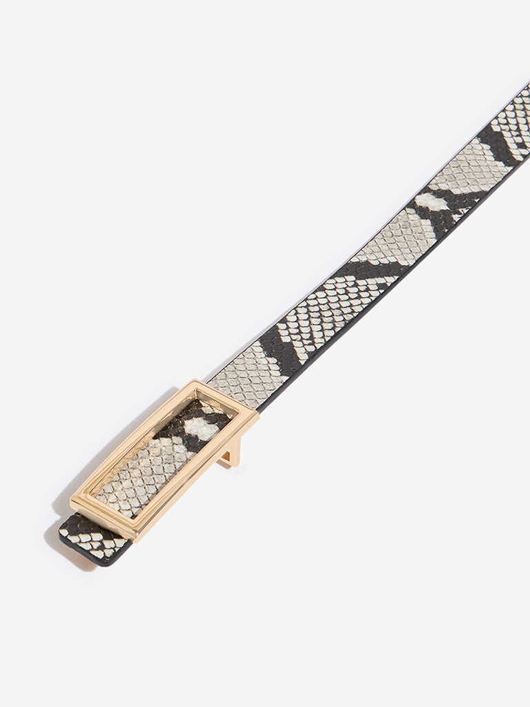 Westside Accessories Black & Beige Square Buckle Belt (Small)