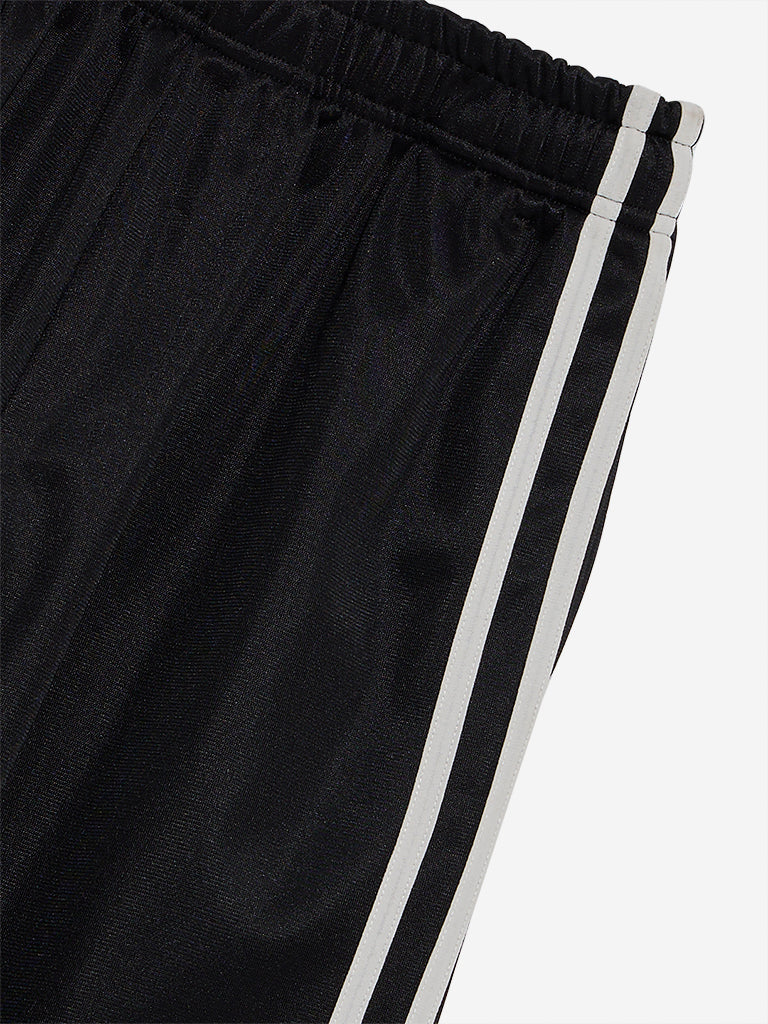 Y&F Kids Black Stripe Printed Mid-Rise Track Pants