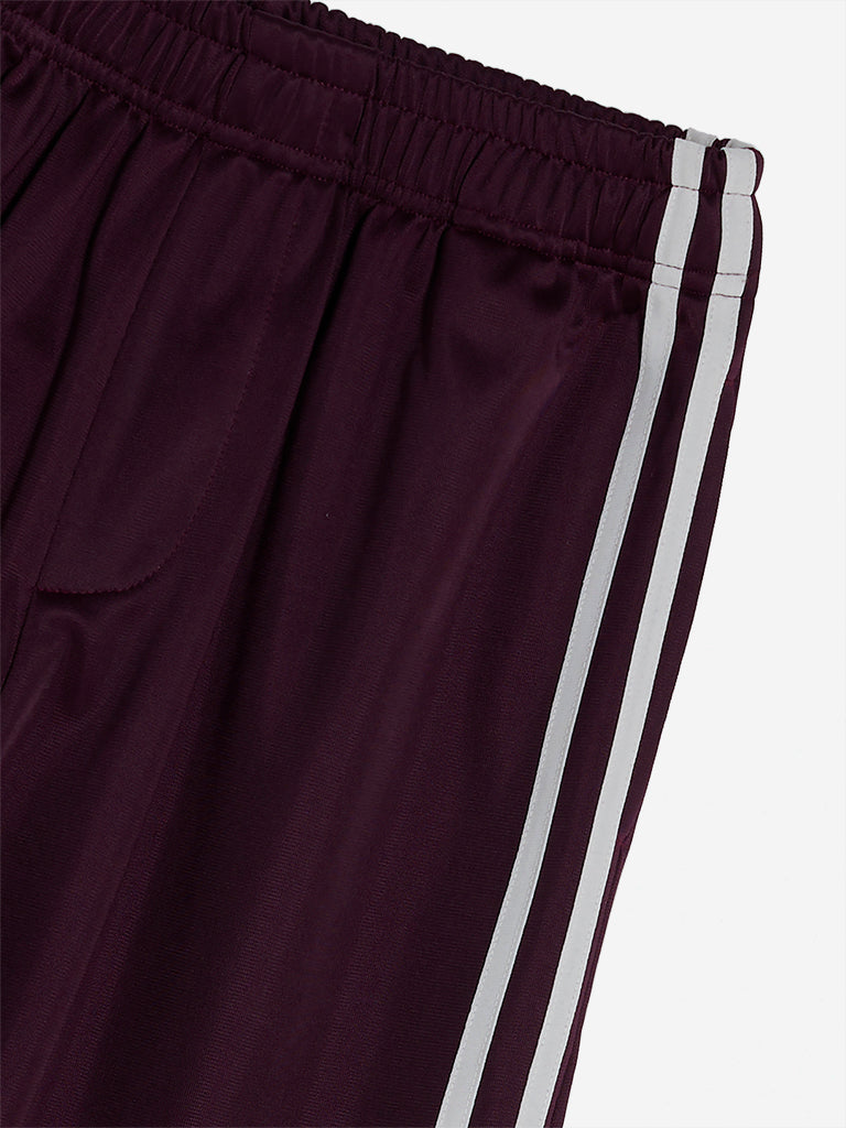 Y&F Kids Wine Stripe Printed Mid-Rise Track Pants