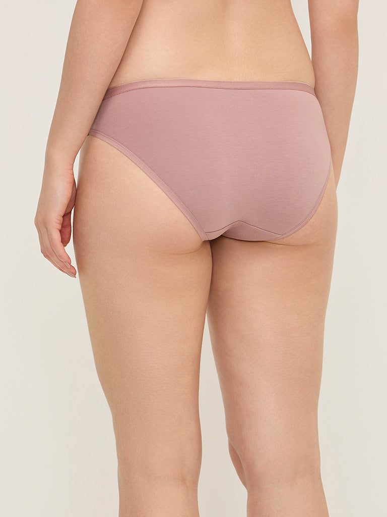Wunderlove Burgundy Bikini Cotton-Blend Briefs - Pack of 3