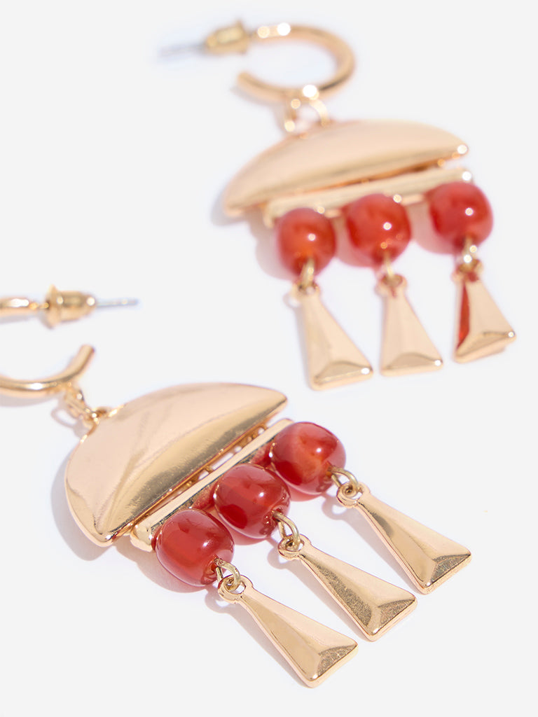 Westside Accessories Gold Gemstone Dangler Earrings