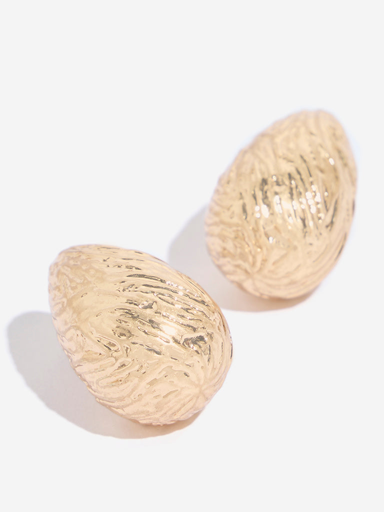 Westside Accessories Gold Textured Drop Shape Earrings