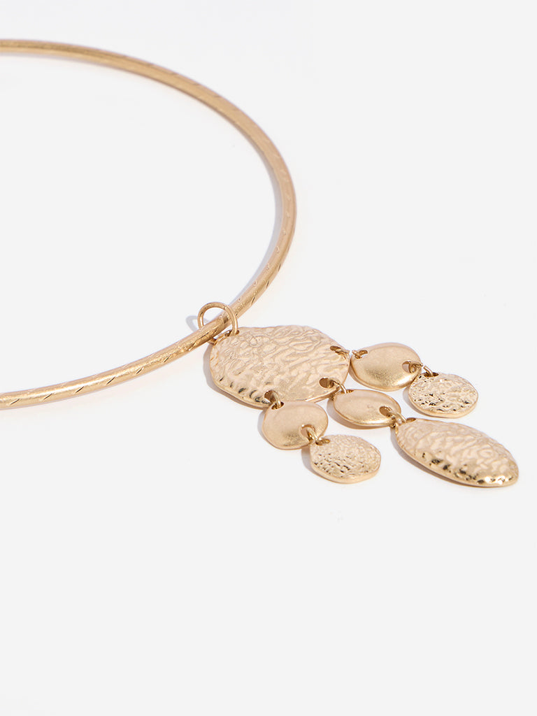 Westside Accessories Gold Textured Pendant Choker