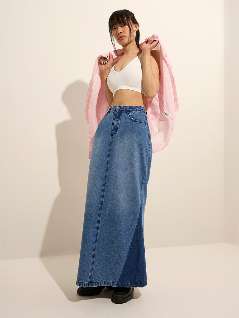 Nuon Blue High-Rise Denim Skirt