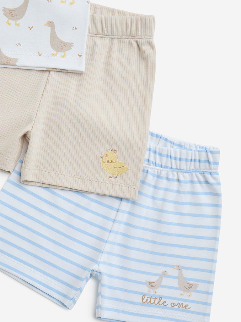 Westside HOP Baby Girl's Multicolour Mid-Rise Cotton Shorts- Pack of 3 for Casual Wear Zoomed View