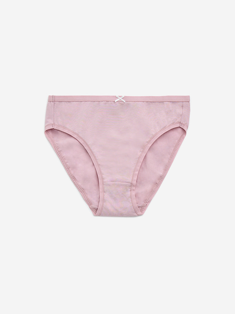 Wunderlove Purple Floral Printed Cotton-Blend Hi-Leg Briefs - Pack of 3