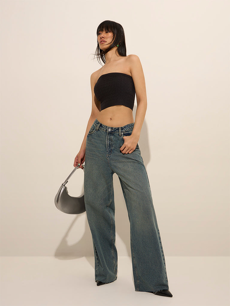 Nuon Dark Blue Straight - Fit Low - Rise Jeans