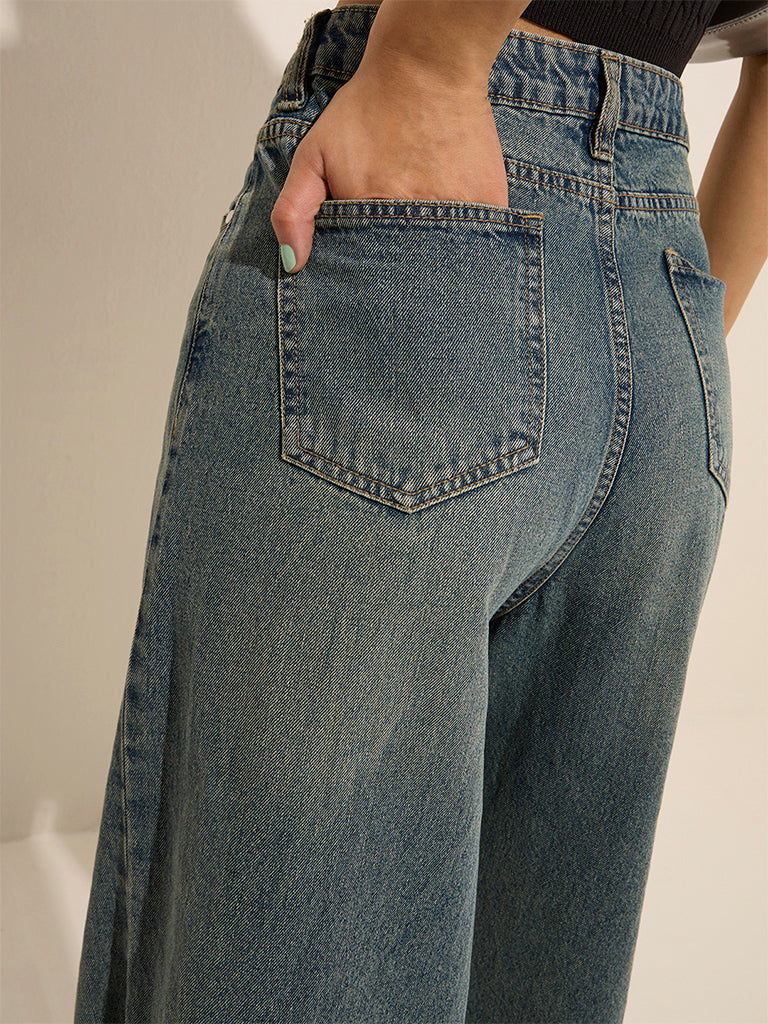 Nuon Dark Blue Straight - Fit Low - Rise Jeans