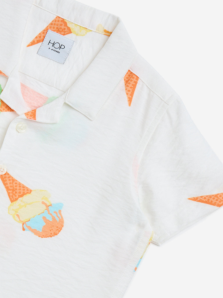 Westside HOP Kids White Ice-Cream Printed Resort-Fit Shirt for Casual Wear Zoomed View