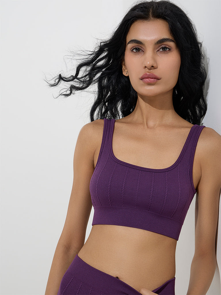 Superstar Plum Knit-Textured Seam-Free Bra