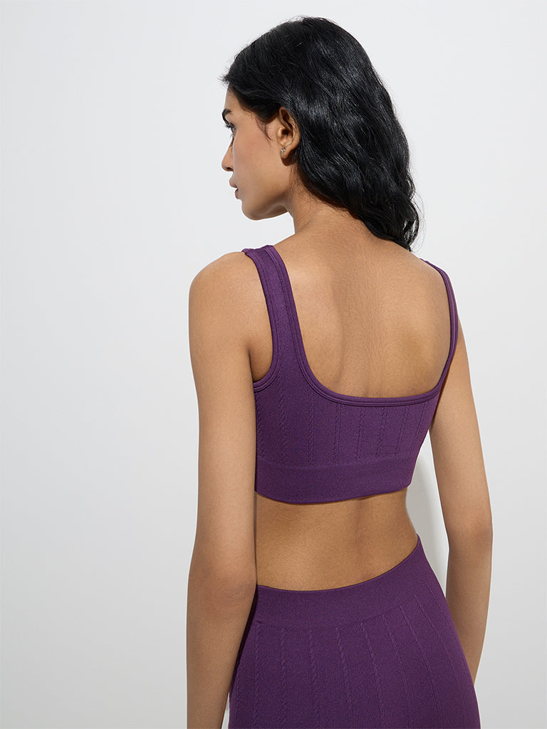 Superstar Plum Knit-Textured Seam-Free Bra