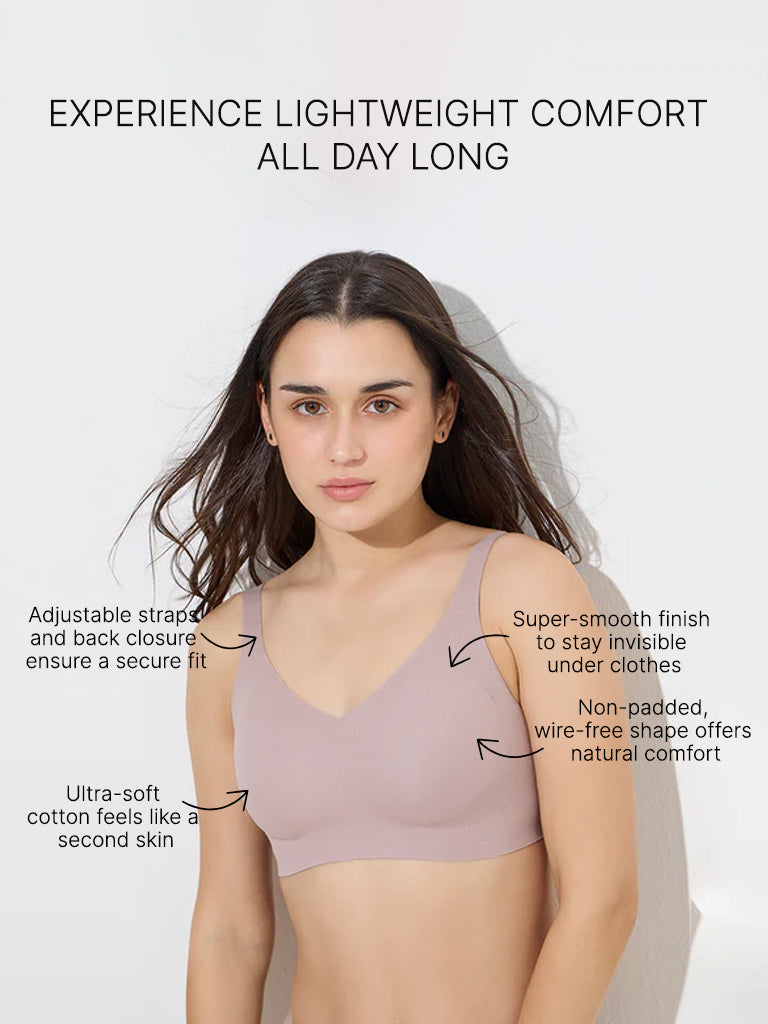Wunderlove Light Mauve Invisible Cotton Padded Bra