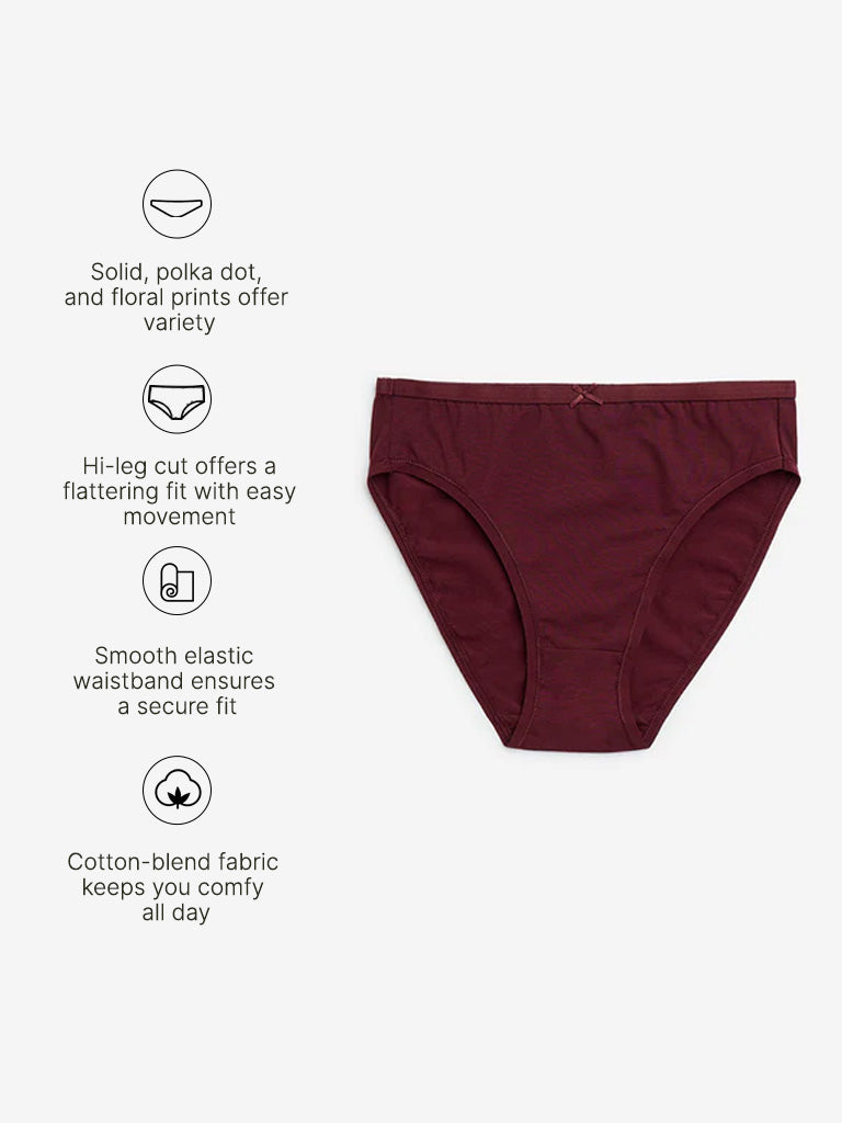 Wunderlove Dusty Pink Print Cotton-Blend Briefs - Pack of 3