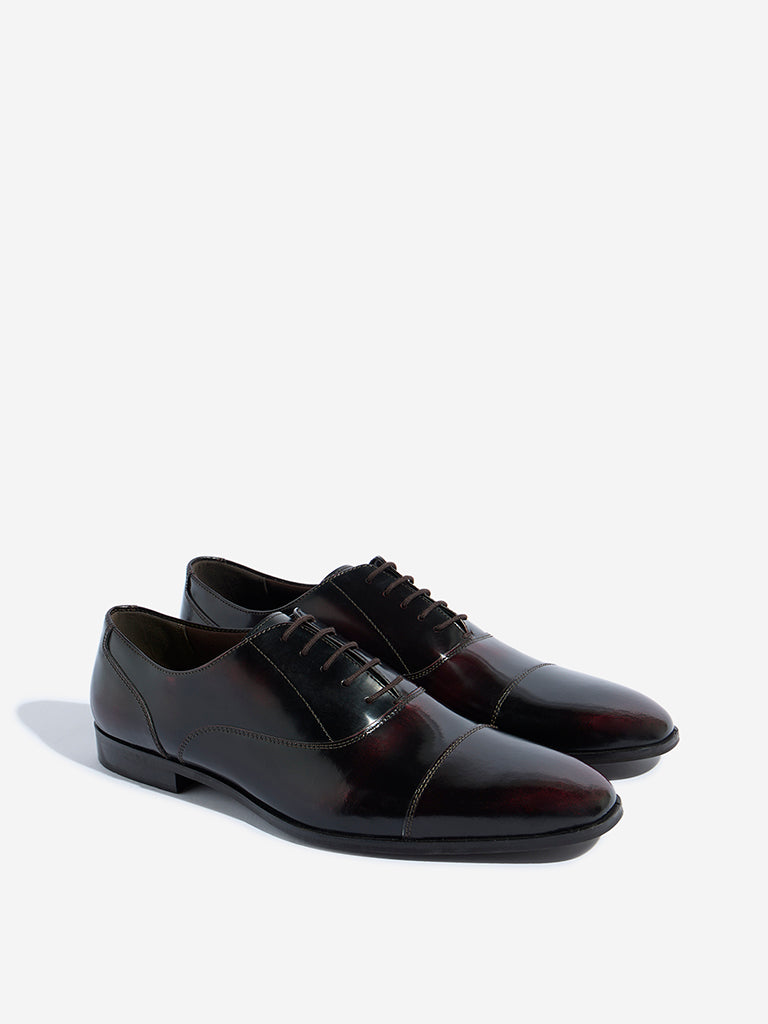 Westside SOLEPLAY Men's Burgundy Lace-Up Formal Shoes for Work Wear Front View