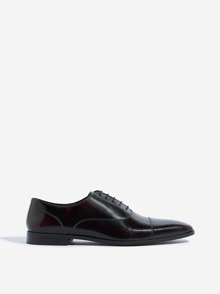 Westside SOLEPLAY Men's Burgundy Lace-Up Formal Shoes for Work Wear Side View