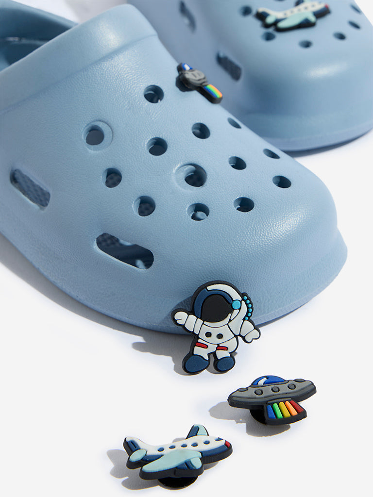 Westside Yellow Kids Blue Applique-Detailed Slingback Clogs for Casual Wear Zoomed View