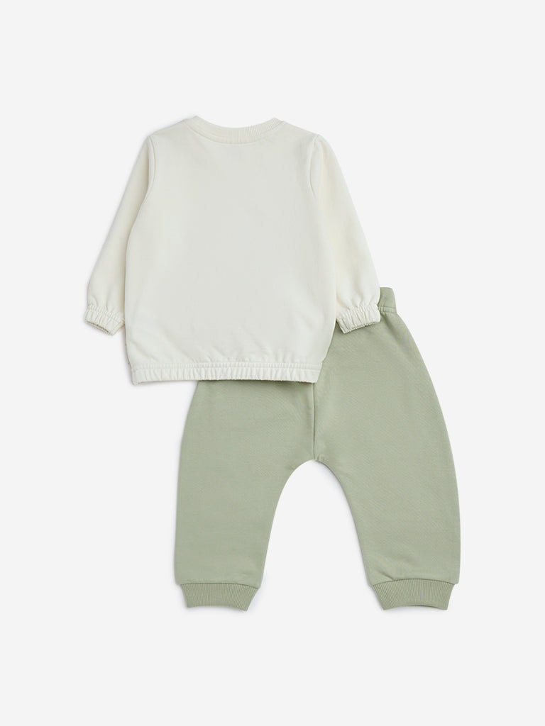 HOP Baby Sage Animal Design Cotton T-Shirt with Joggers Set