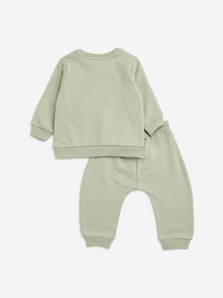 HOP Baby Sage Animal Design Cotton T-Shirt with Joggers Set