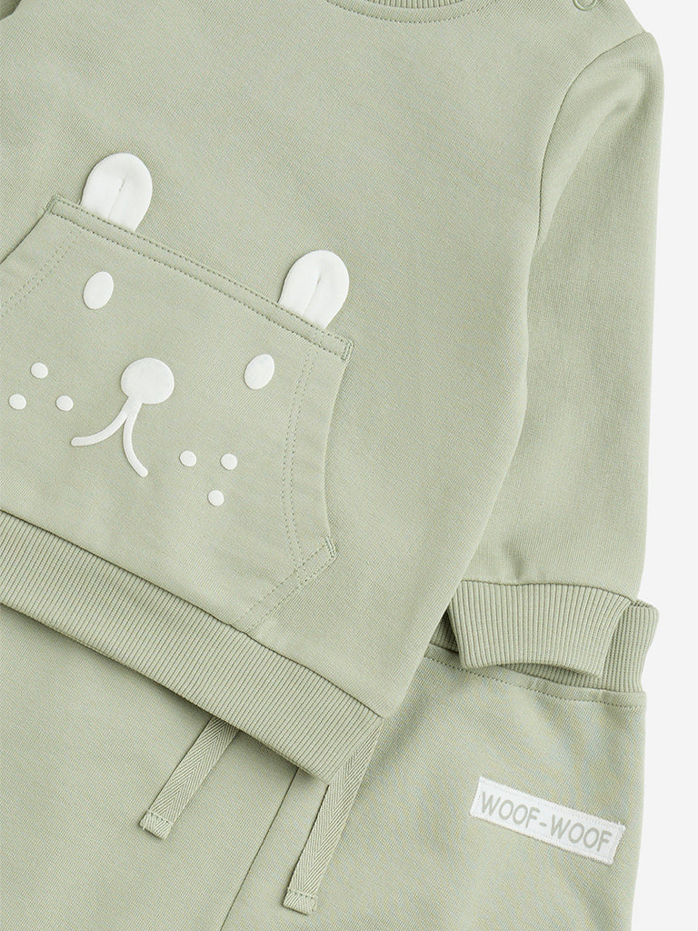 HOP Baby Sage Animal Design Cotton T-Shirt with Joggers Set