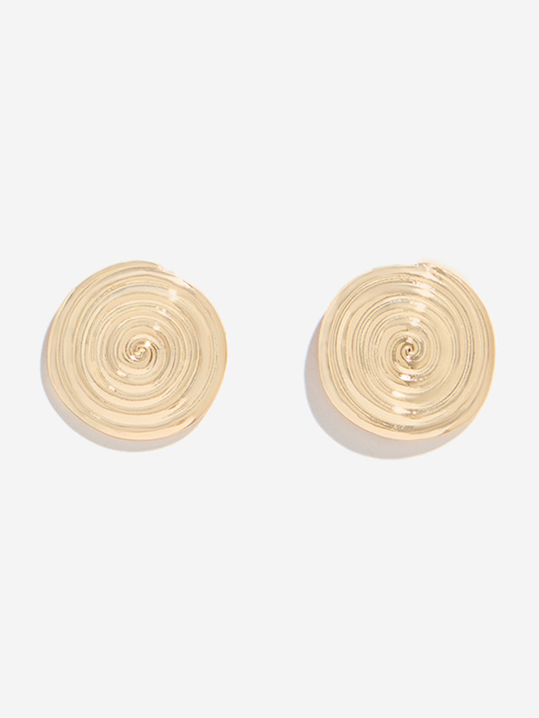 Westside Accessories Gold Spiral Design Stud Earrings