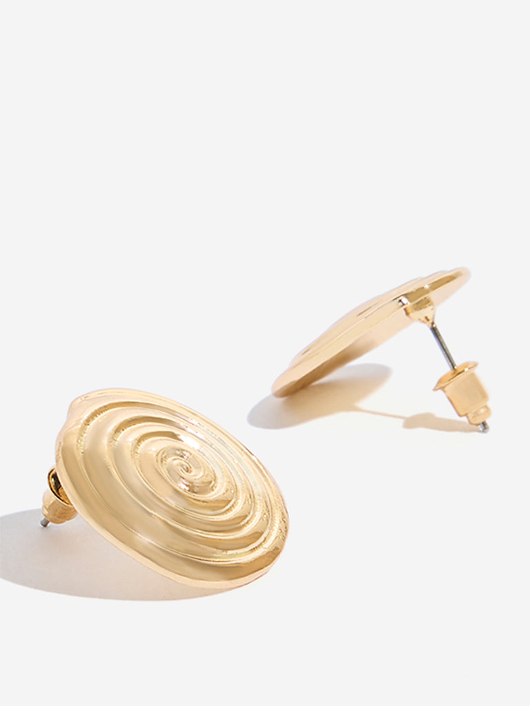 Westside Accessories Gold Spiral Design Stud Earrings