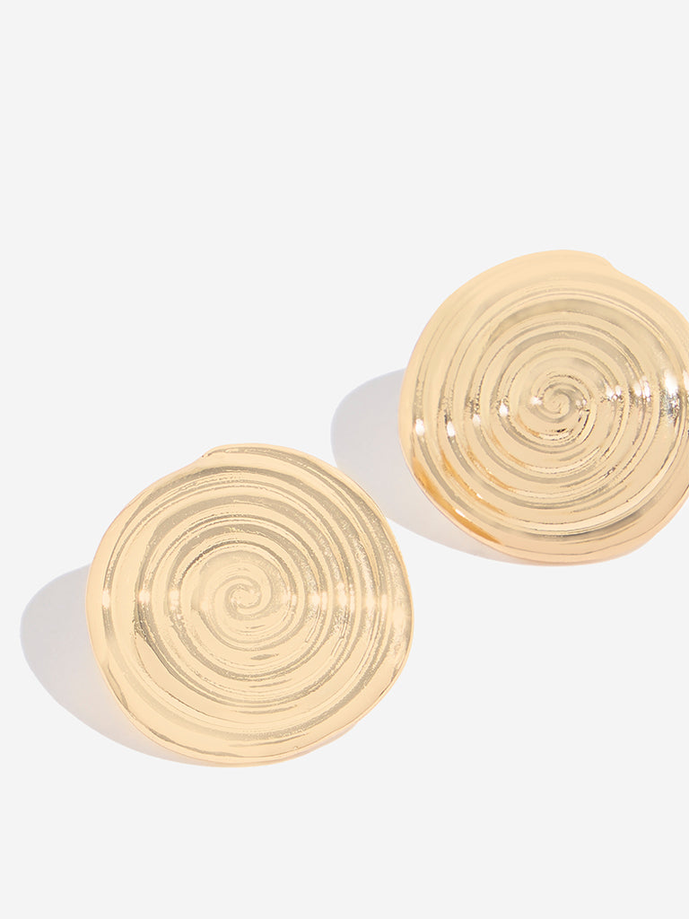 Westside Accessories Gold Spiral Design Stud Earrings
