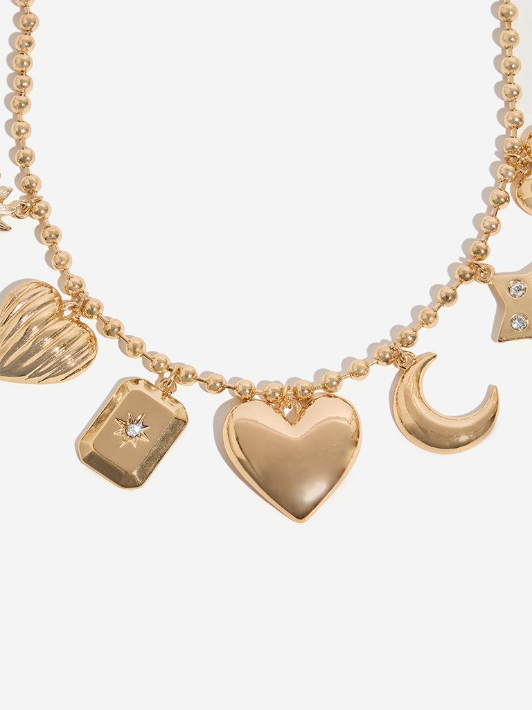 Westside Accessories Gold Multi Charm Necklace