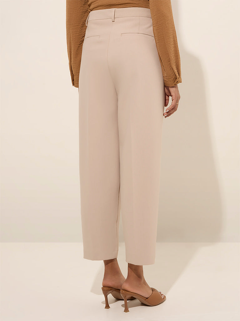Wardrobe Beige High-Rise Trousers