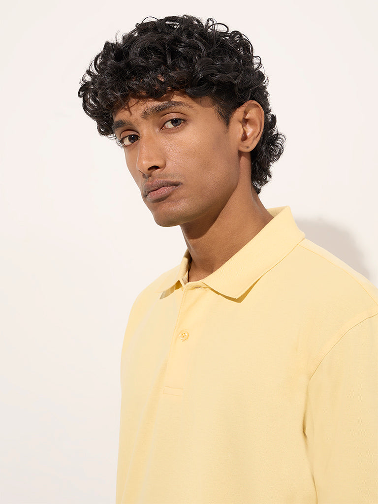Westside WES Casuals Men's Yellow Relaxed-Fit Cotton-Blend Polo T-Shirt for Casual Wear Casual Wear Zoomed View