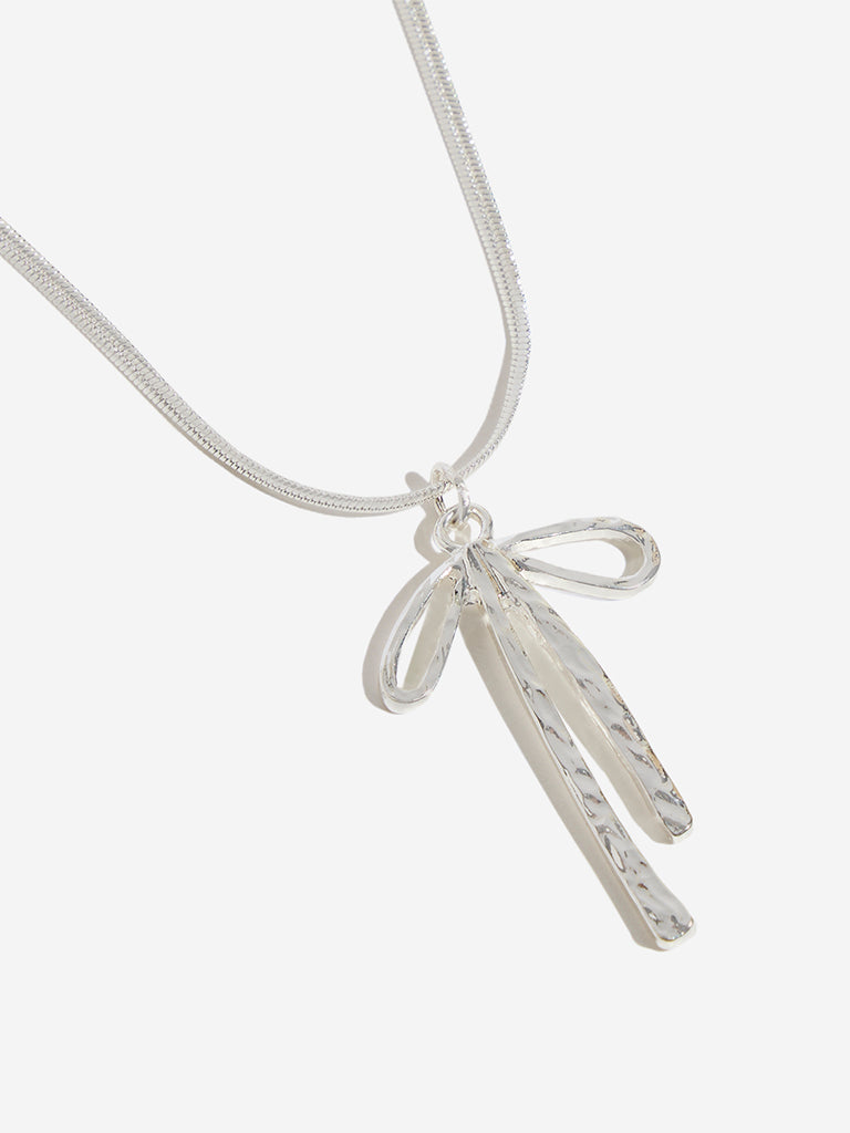 Westside Accessories Silver Bow Pendant Necklace