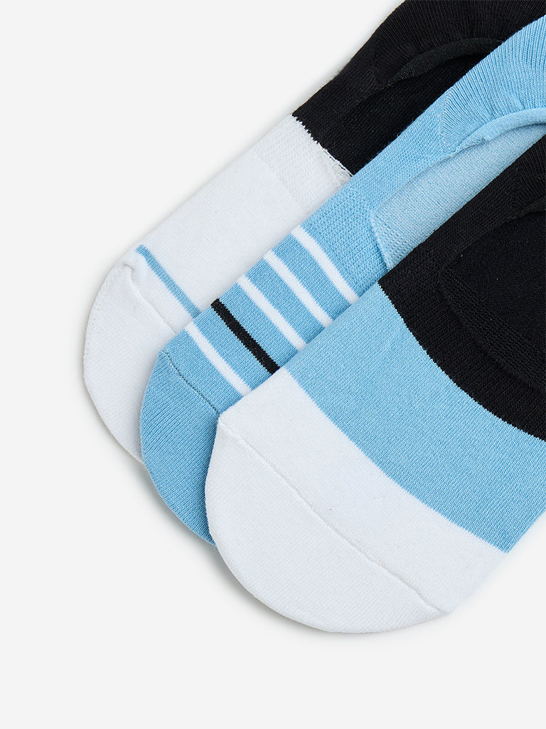 Westside WES Lounge Men's Blue Printed Cotton-Blend Socks - Pack of 3 for Casual Wear Zoomed View